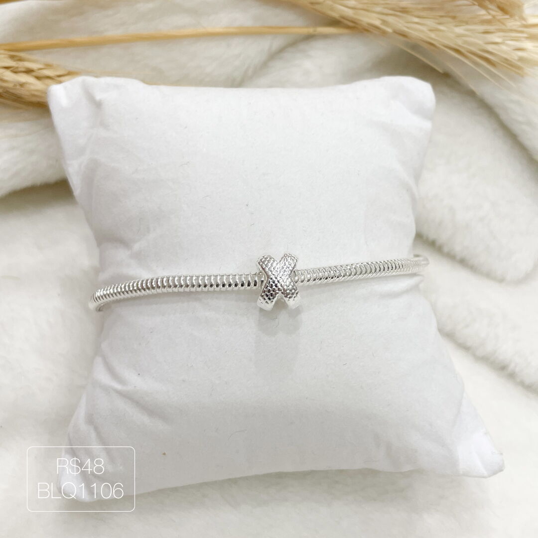 Berloque X Passador Liso Prateado